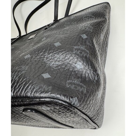 MCM Black Visetos Anya Tote Shoulder Bag Top Zip Carryall - Picture 5 of 12